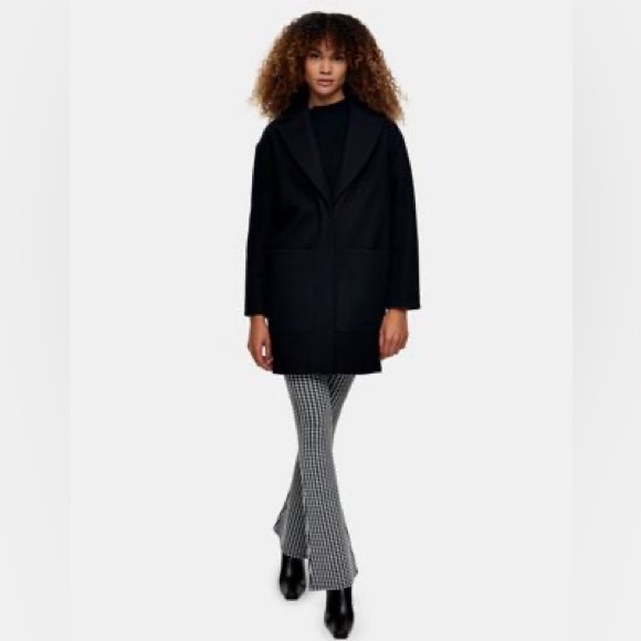 ☃️🍁TOPSHOP Black Long Winter Coat Double Breasted Menswear - Picture 6 of 16